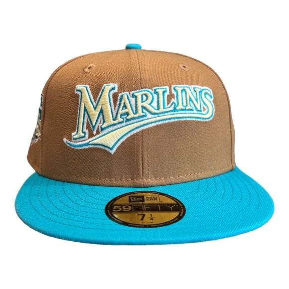 New Era Florida Marlins Khaki Pack Fitted Hat Jackie Robinson Side Patch - Picture 3 of 7